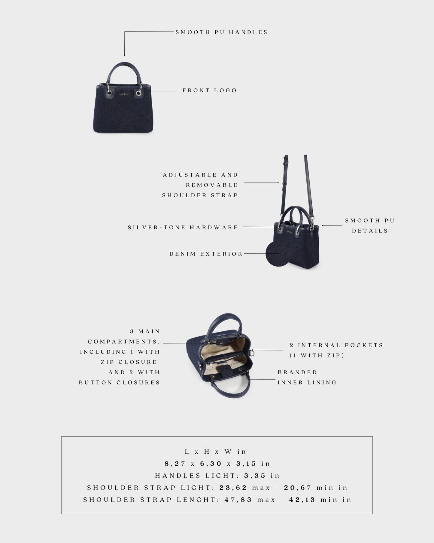 Bolso de mano MARGOT SMALL DENIM LE - INDIGO