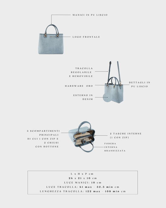Bolso de mano MARGOT BIG DENIM LE - BLUE GRAY