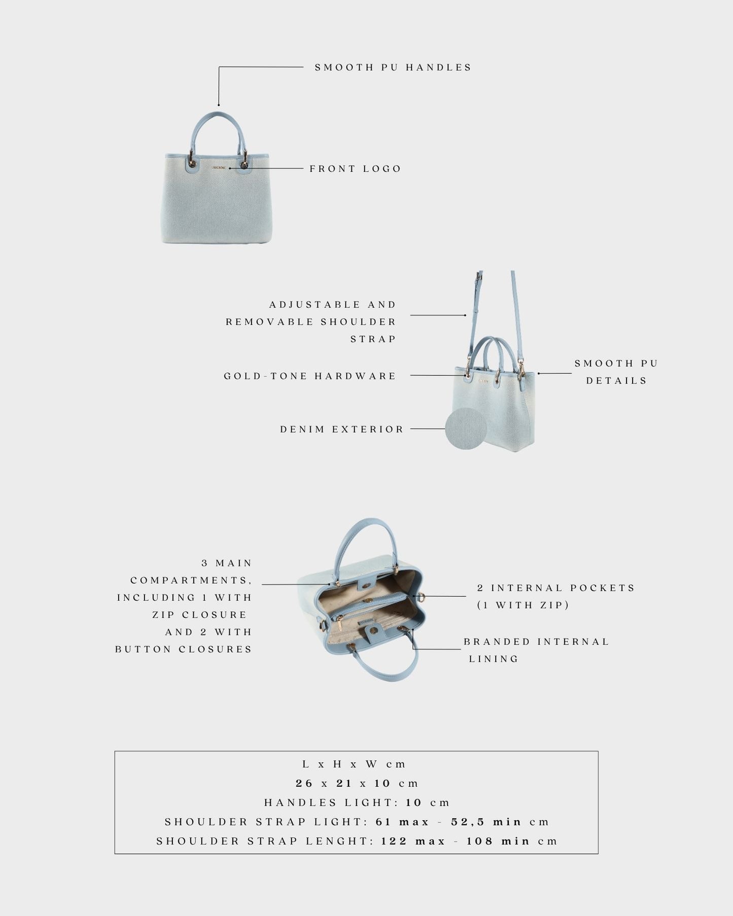 Bolso de mano MARGOT BIG DENIM LE - LIGHT WASH