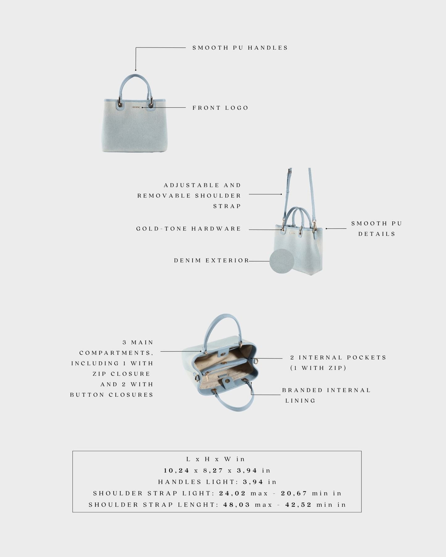 Bolso de mano MARGOT BIG DENIM LE - LIGHT WASH