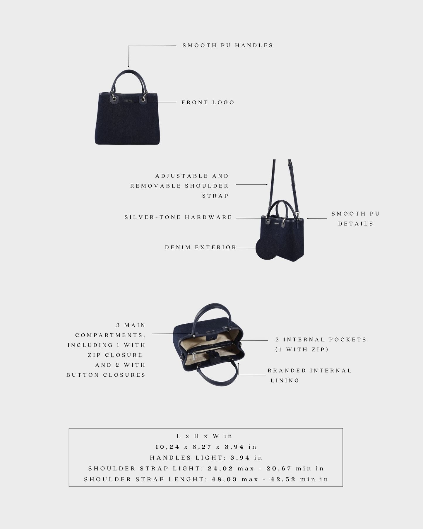 Bolso de mano MARGOT BIG DENIM LE - ÍNDIGO