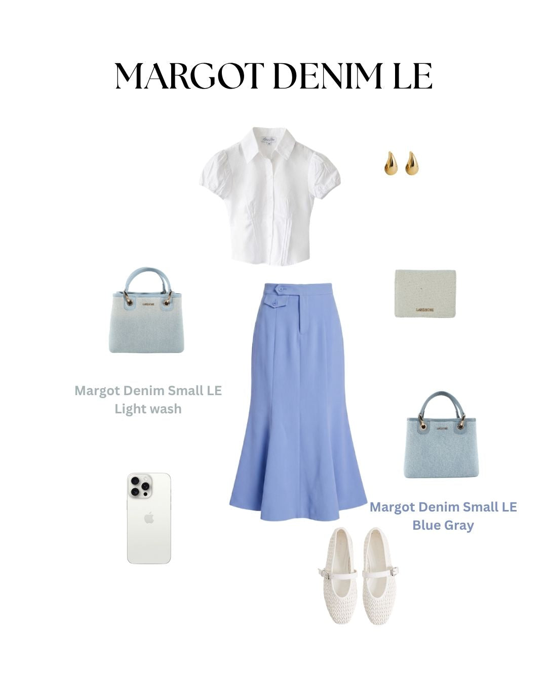 Bolso de mano MARGOT SMALL DENIM LE - AZUL GRISÁCEO