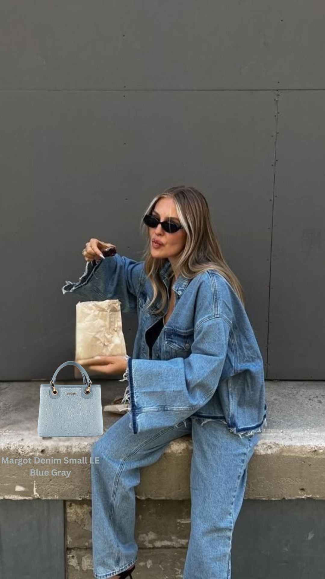 Bolso de mano MARGOT SMALL DENIM LE - AZUL GRISÁCEO