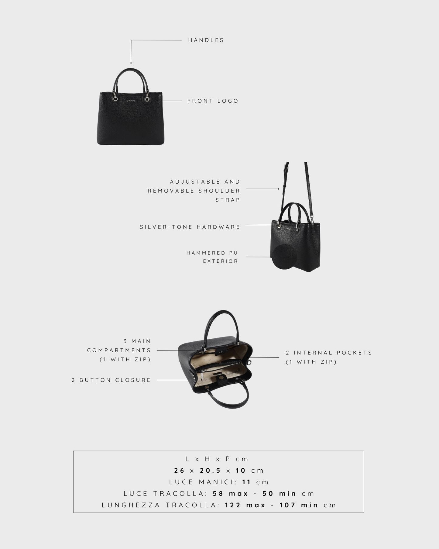Borsa a mano MARGOT BIG SUMMER -  BLACK SILVER
