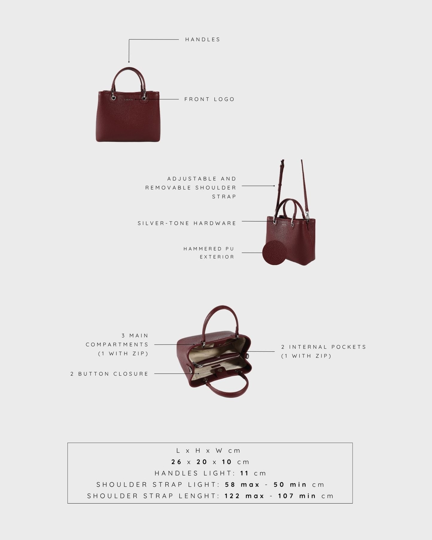 Borsa a mano MARGOT BIG SUMMER - BURGUNDY