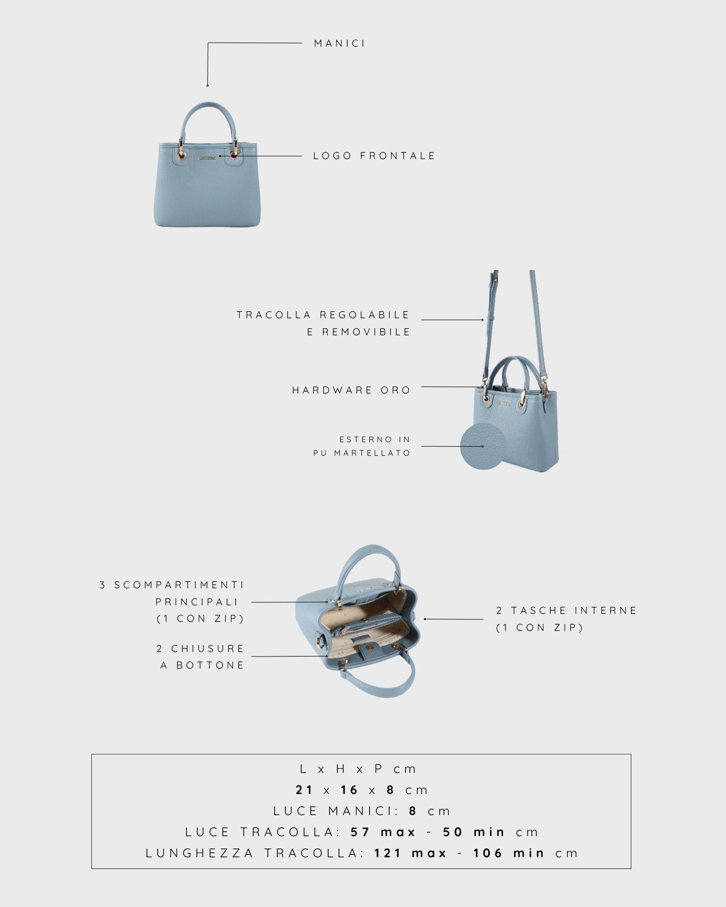 Borsa a mano MARGOT SMALL SUMMER - SKY BLUE