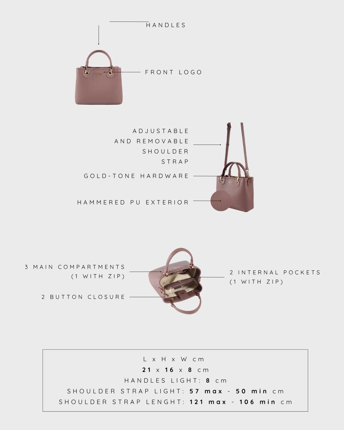 Borsa a mano MARGOT SMALL SUMMER - MAUVE