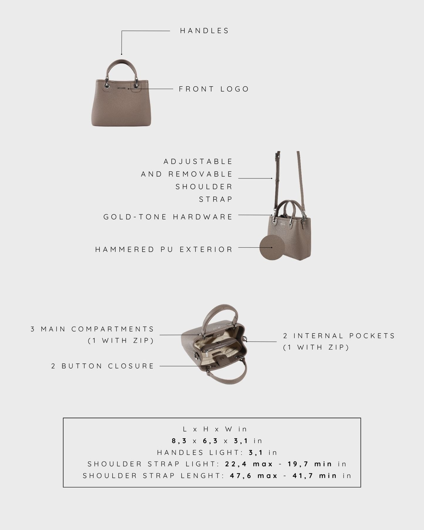 Bolso de mano MARGOT SMALL SUMMER - GRIS