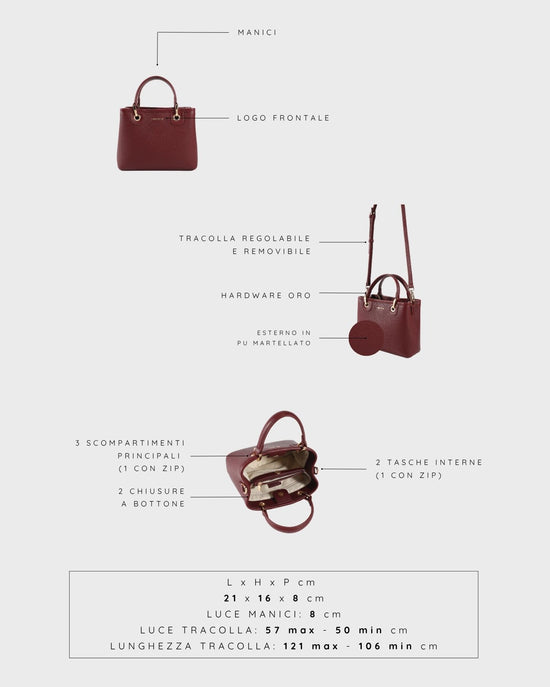 Borsa a mano MARGOT SMALL SUMMER - BURGUNDY