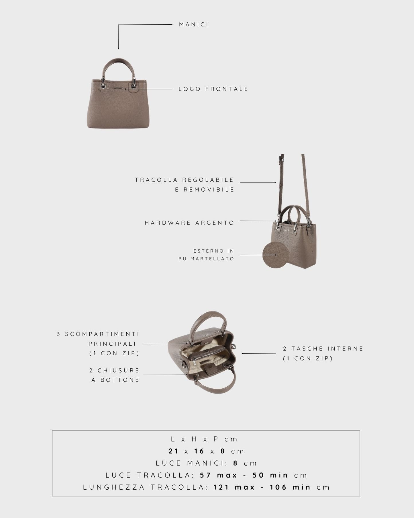 Bolso de mano MARGOT SMALL SUMMER - GRIS