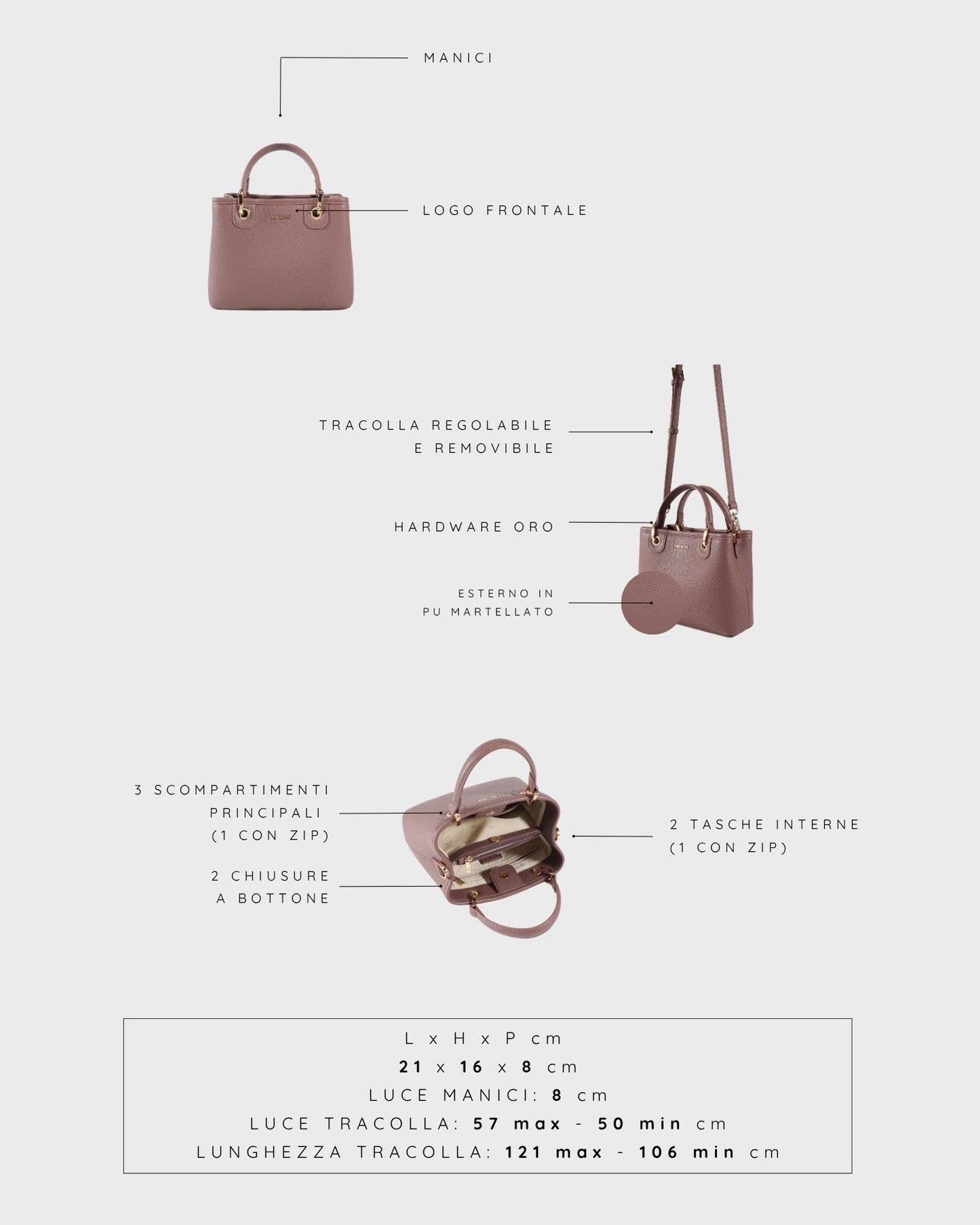 Borsa a mano MARGOT SMALL SUMMER - MAUVE