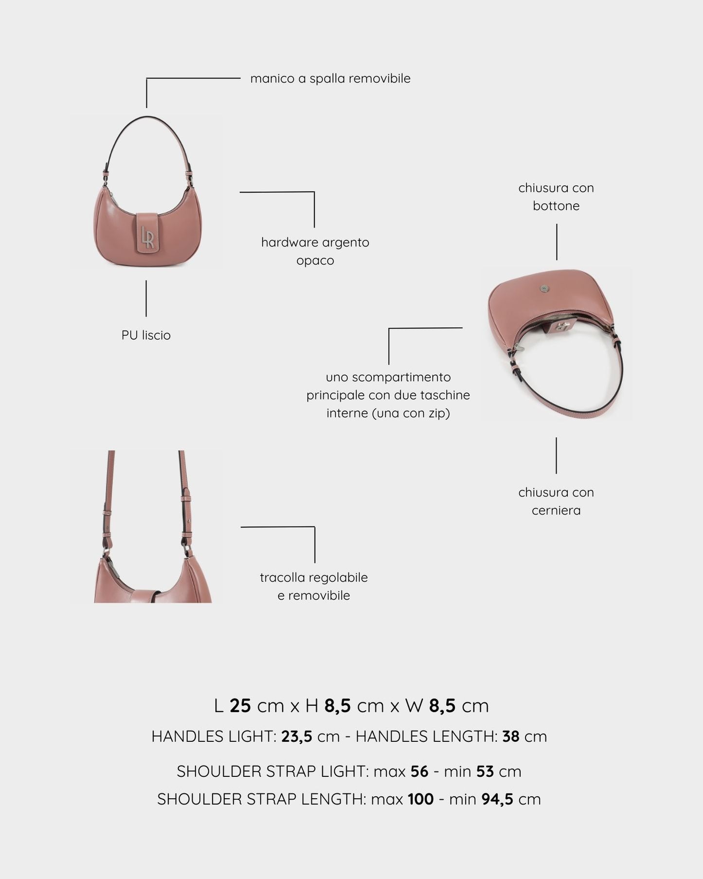 Borsa a spalla BEA - MAUVE