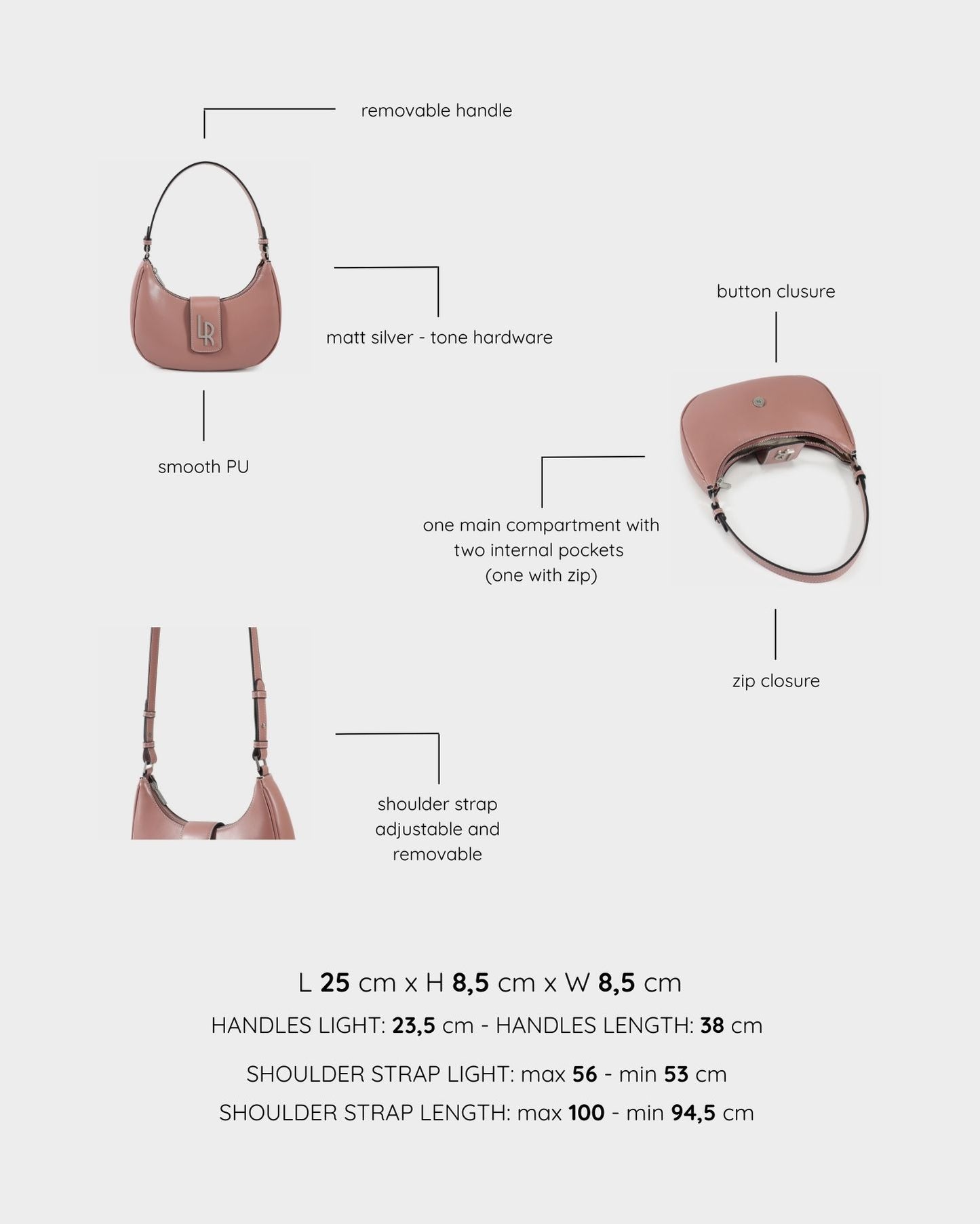 Borsa a spalla BEA - MAUVE