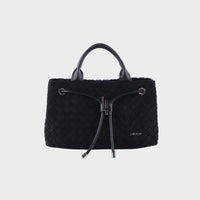 MEGAN FAUX SUEDE HANDBAG - BLACK SILVER