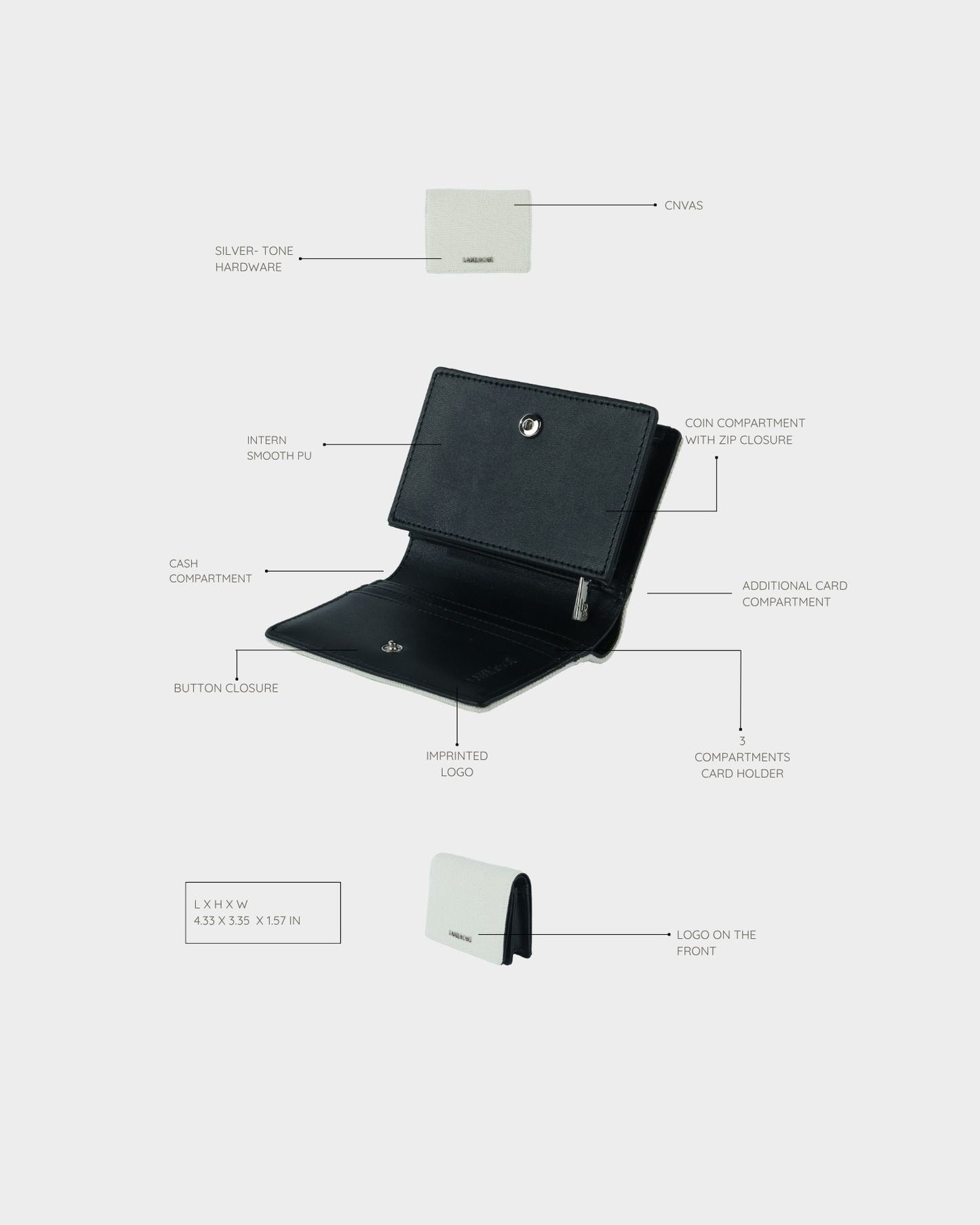 Portafoglio MEGAN WALLET CANVAS - BLACK COCONUT