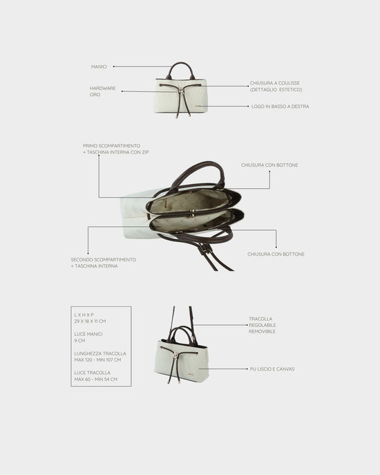 Borsa a mano MEGAN CANVAS - BROWN VANILLA