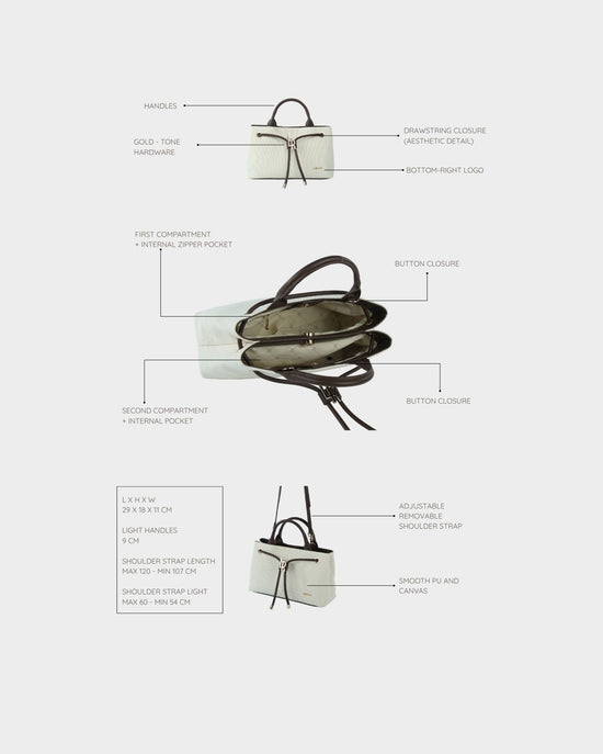 Borsa a mano MEGAN CANVAS - BROWN VANILLA