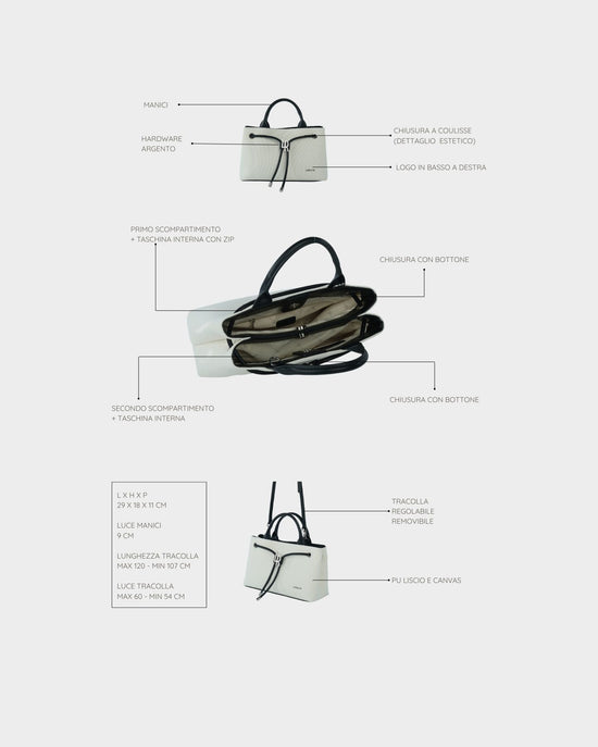 Borsa a mano MEGAN CANVAS - BLACK COCONUT