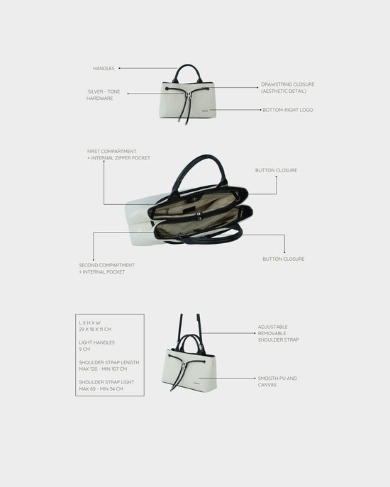 Borsa a mano MEGAN CANVAS - BLACK COCONUT