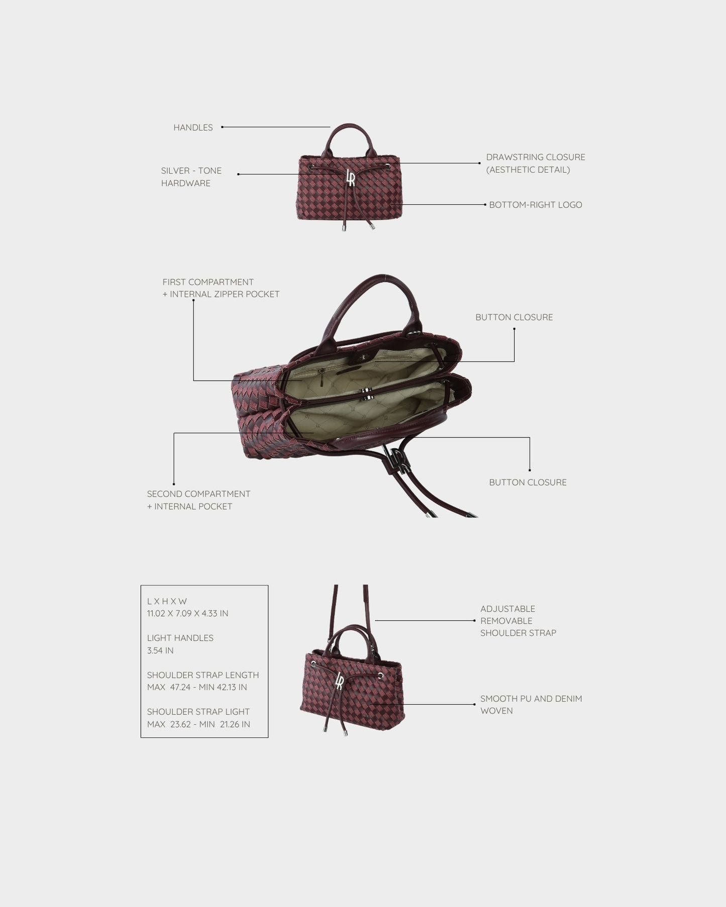 Bolso de mano MEGAN DENIM - CHERRYRED
