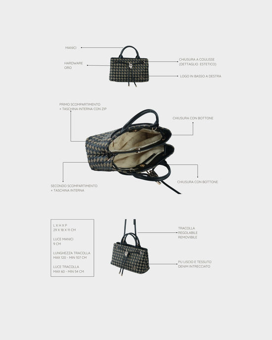 Bolso de mano MEGAN DENIM - BLACK BERRY