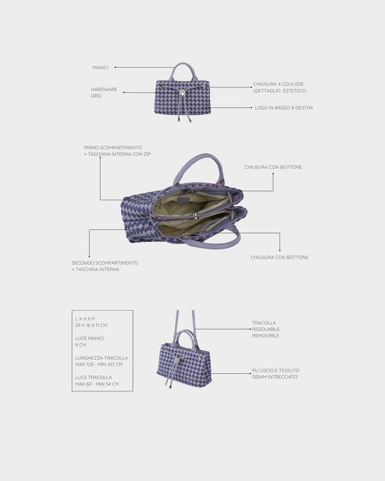 Borsa a mano MEGAN DENIM - VIOLET PLUM