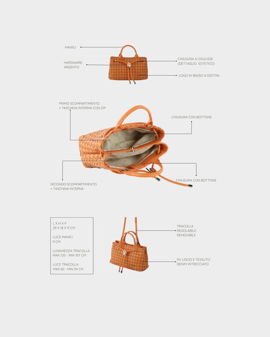 Borsa a mano MEGAN DENIM - ORANGE MANDARIN