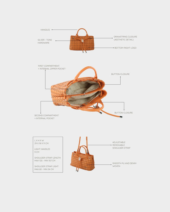 Borsa a mano MEGAN DENIM - ORANGE MANDARIN