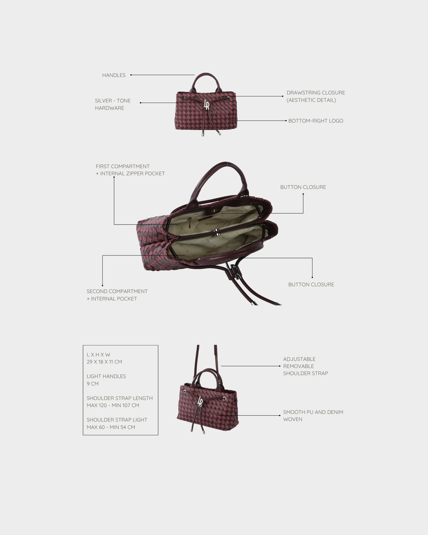 Bolso de mano MEGAN DENIM - CHERRYRED