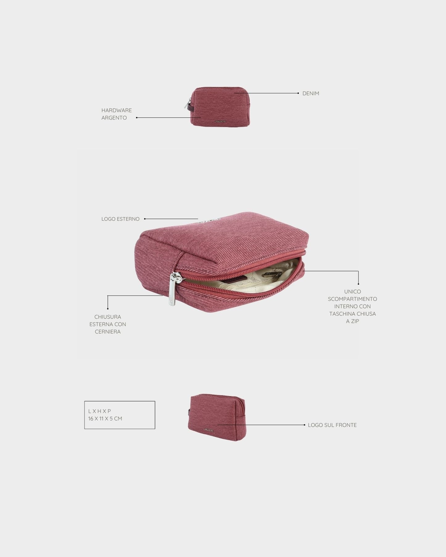 Pochette MEGAN DENIM - CHERRYRED