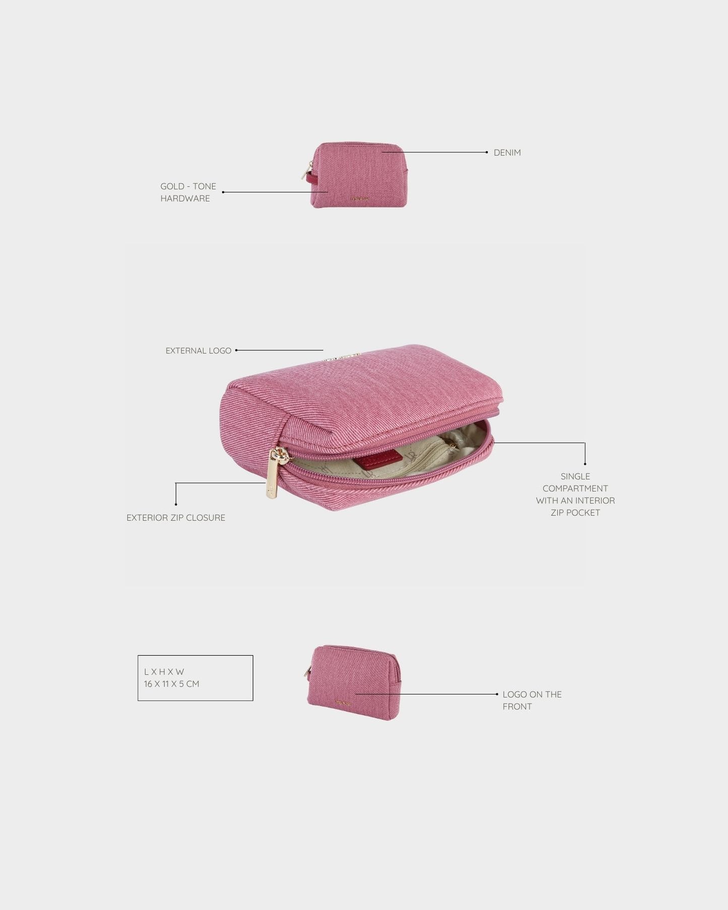 Clutch MEGAN DENIM - ROSA FRESA