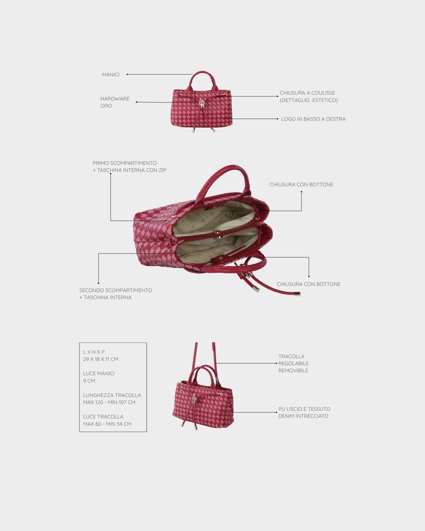 Borsa a mano MEGAN DENIM - STRAWBERRY PINK