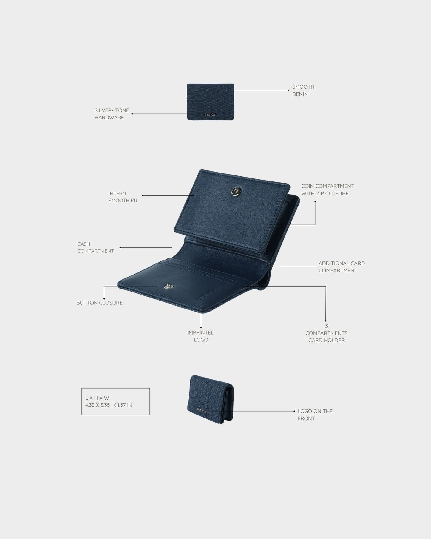 Billetera MEGAN WALLET DENIM - BLUE BERRY