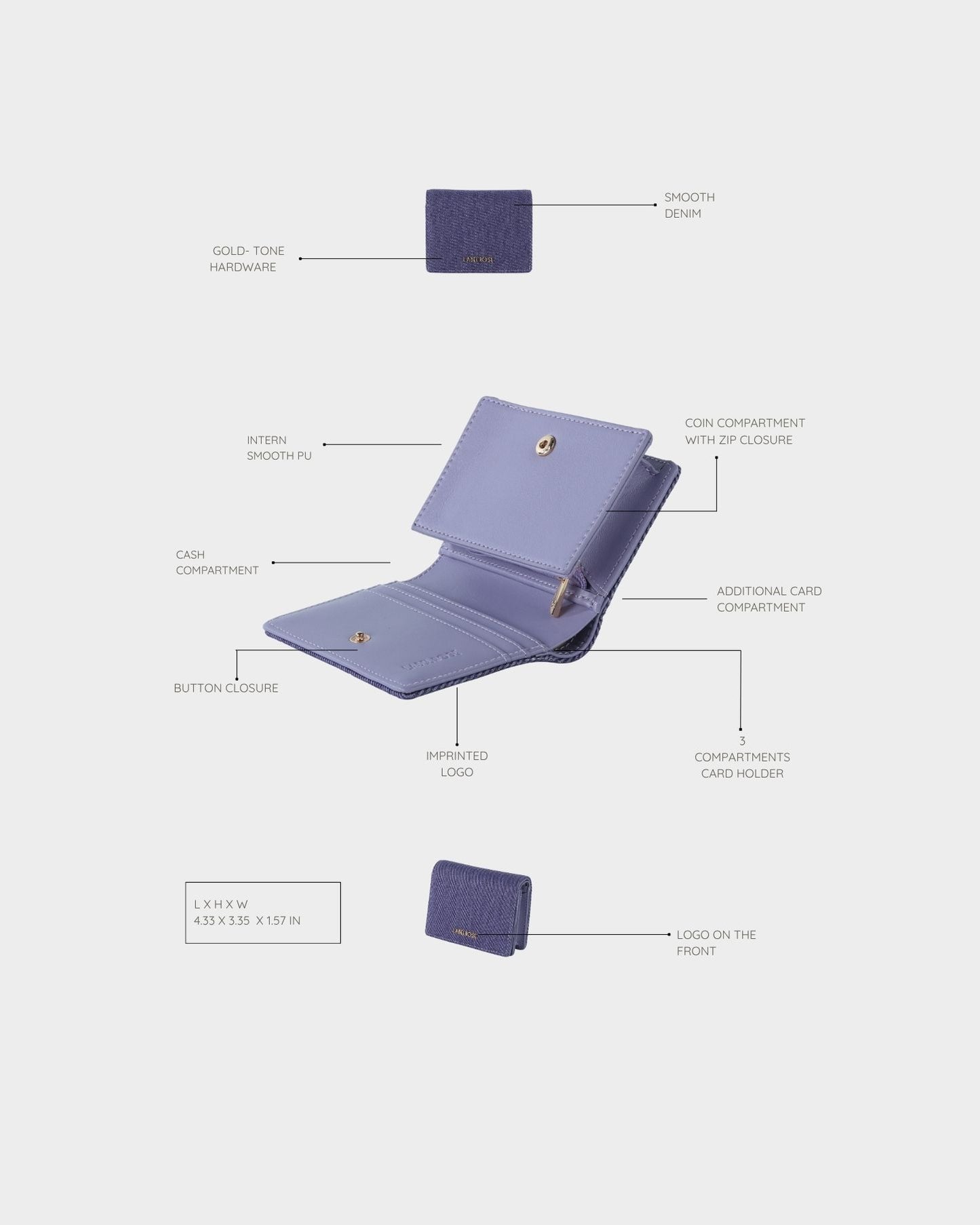 Cartera MEGAN WALLET DENIM - VIOLET PLUM
