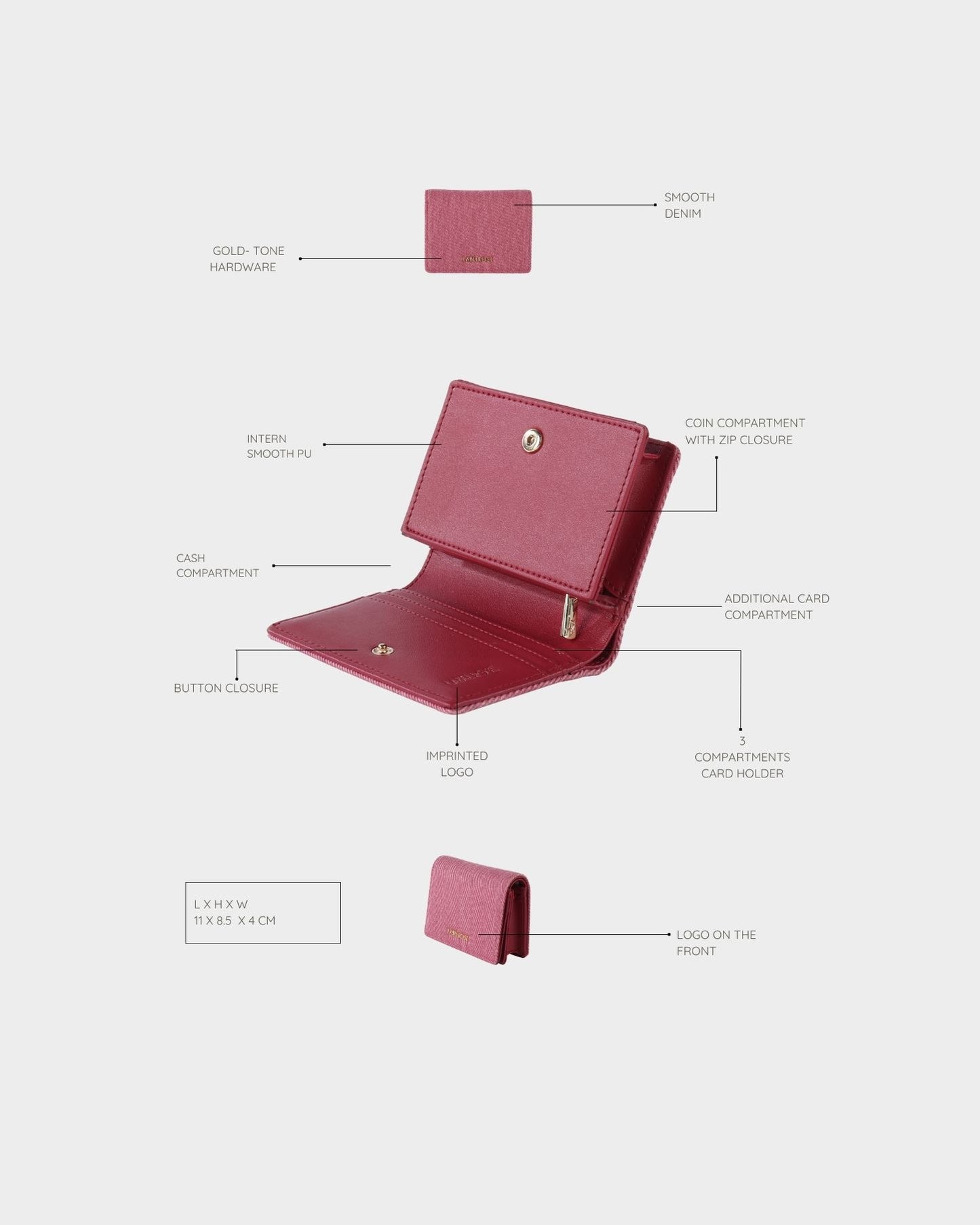 Cartera MEGAN WALLET DENIM - STRAWBERRY PINK