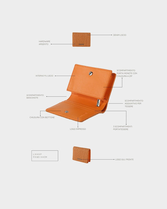 Portafoglio MEGAN WALLET DENIM - ORANGE MANDARIN