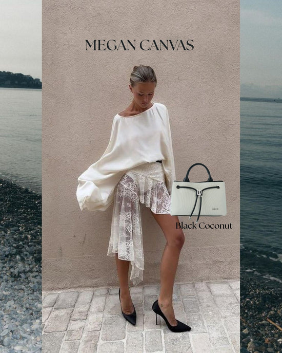Borsa a mano MEGAN CANVAS - BLACK COCONUT