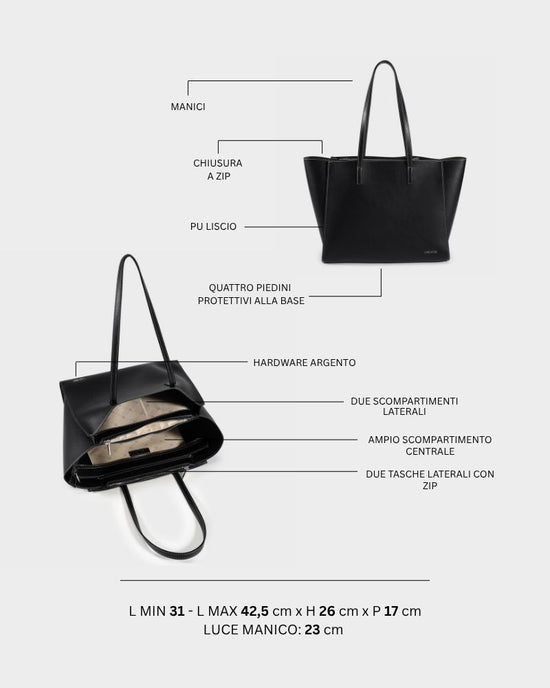 MELISSA BIG Shoulder Bag - BLACK SILVER