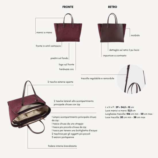 Borsa a mano MELISSA SIMILSUEDE - AUBERGINE