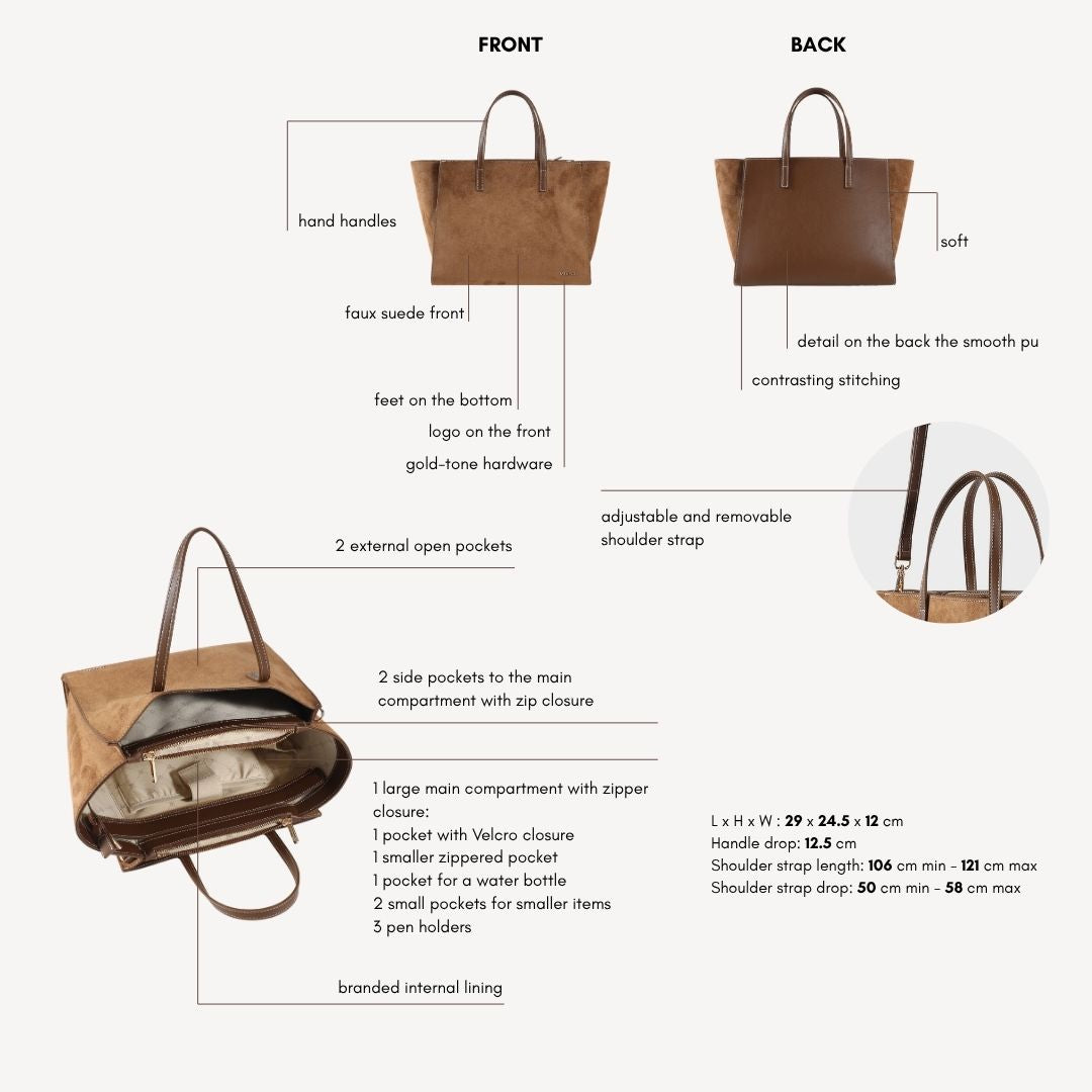 MELISSA FAUX SUEDE Handbag - BISCUIT