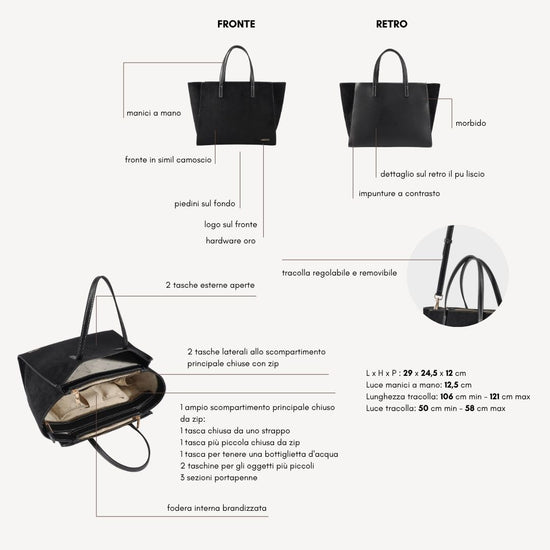 Borsa a mano MELISSA SIMILSUEDE - BLACK GOLD