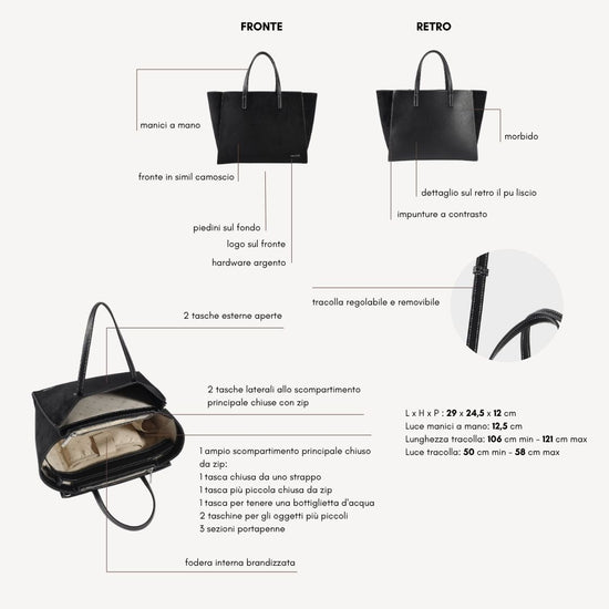 Borsa a mano MELISSA SIMILSUEDE - BLACK SILVER