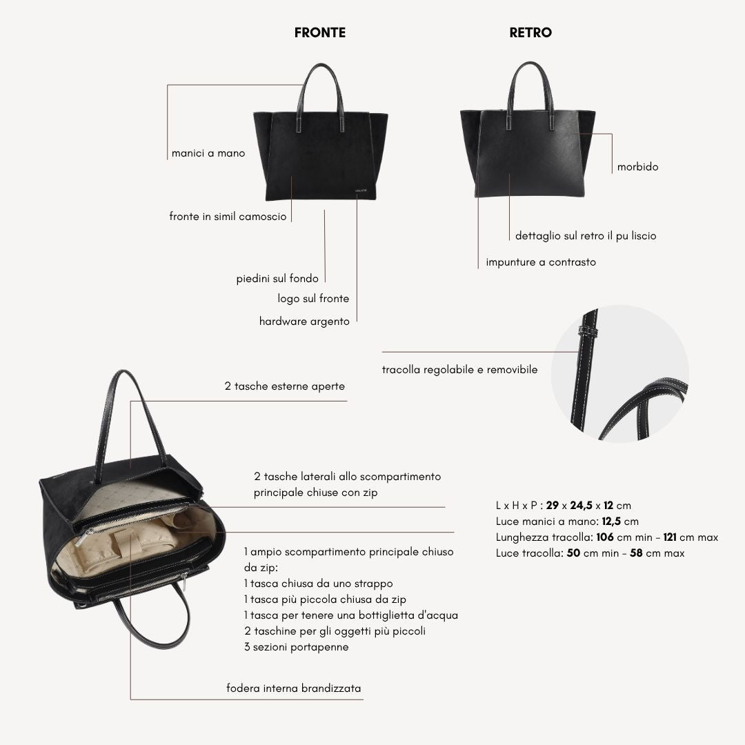 Bolso de mano MELISSA SIMILSUEDE - BLACK SILVER