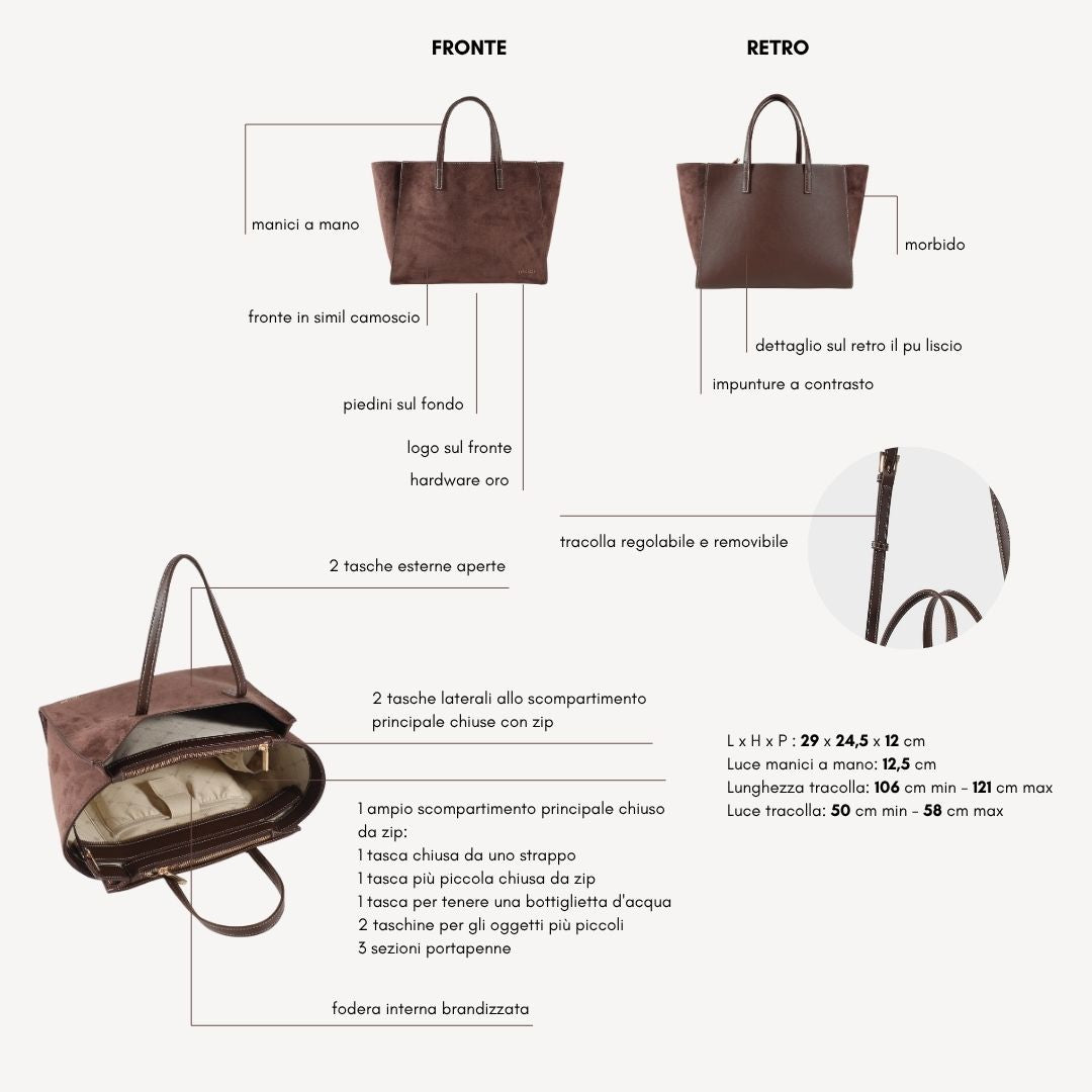 Borsa a mano MELISSA SIMILSUEDE - CHOCOLATE