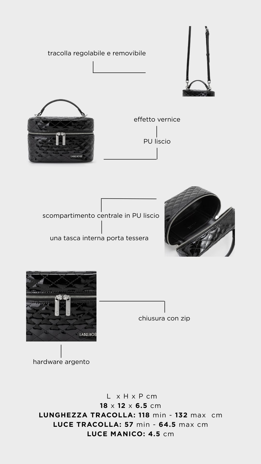 Borsa a mano ROUGE - MIDNIGHT BLACK SILVER