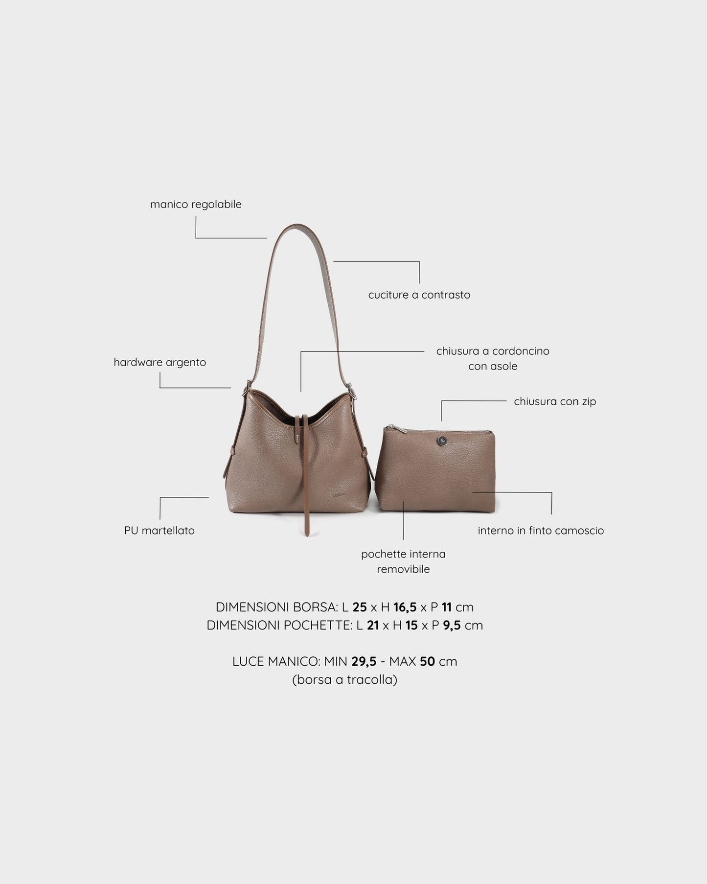 Borsa a spalla BROOKE - MUD