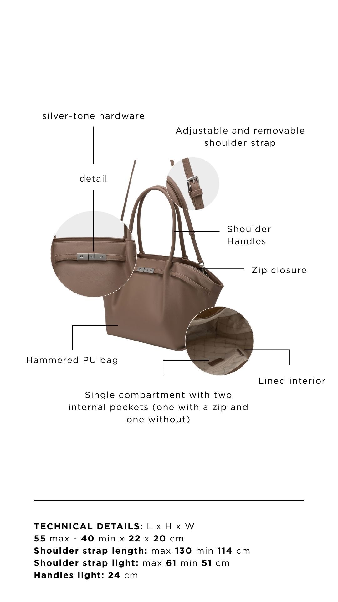 Borsa a spalla NEW BRIELLE BIG - TAUPE