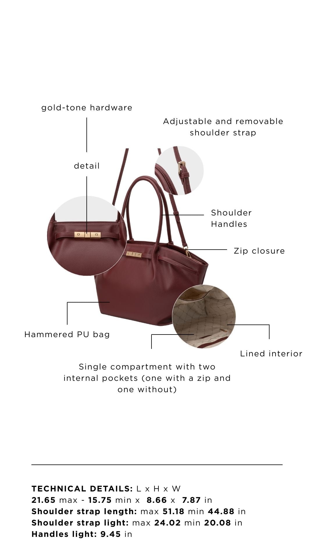 Borsa a spalla NEW BRIELLE BIG - BURGUNDY