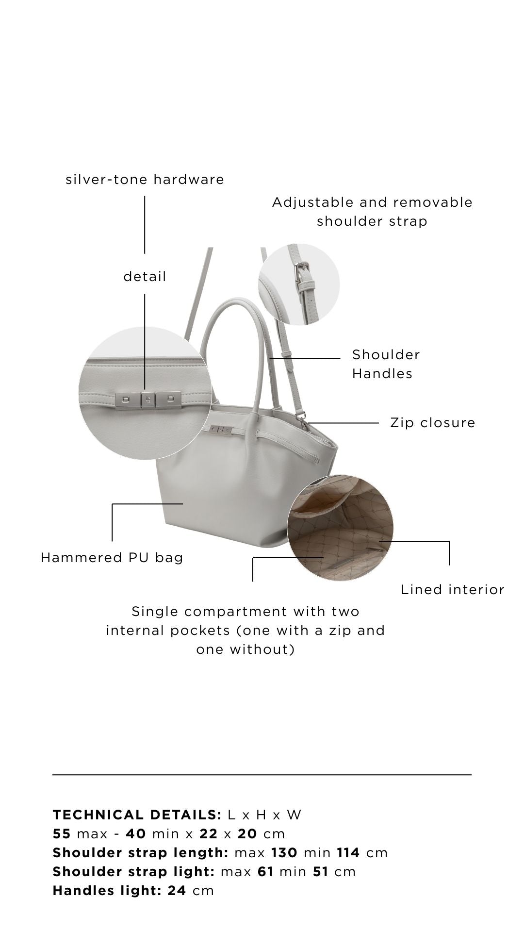 Borsa a spalla NEW BRIELLE BIG - SKY GREY