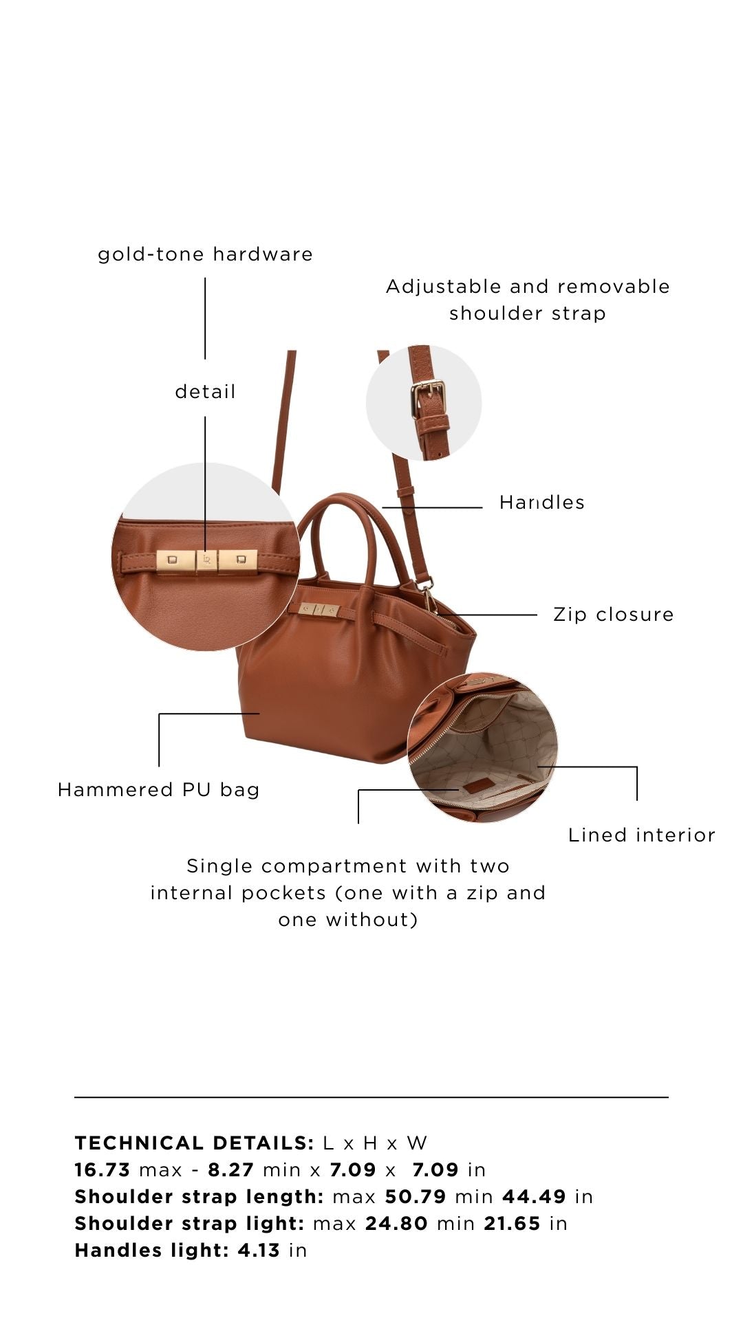 Borsa a mano NEW BRIELLE SMALL - CARAMEL BROWN